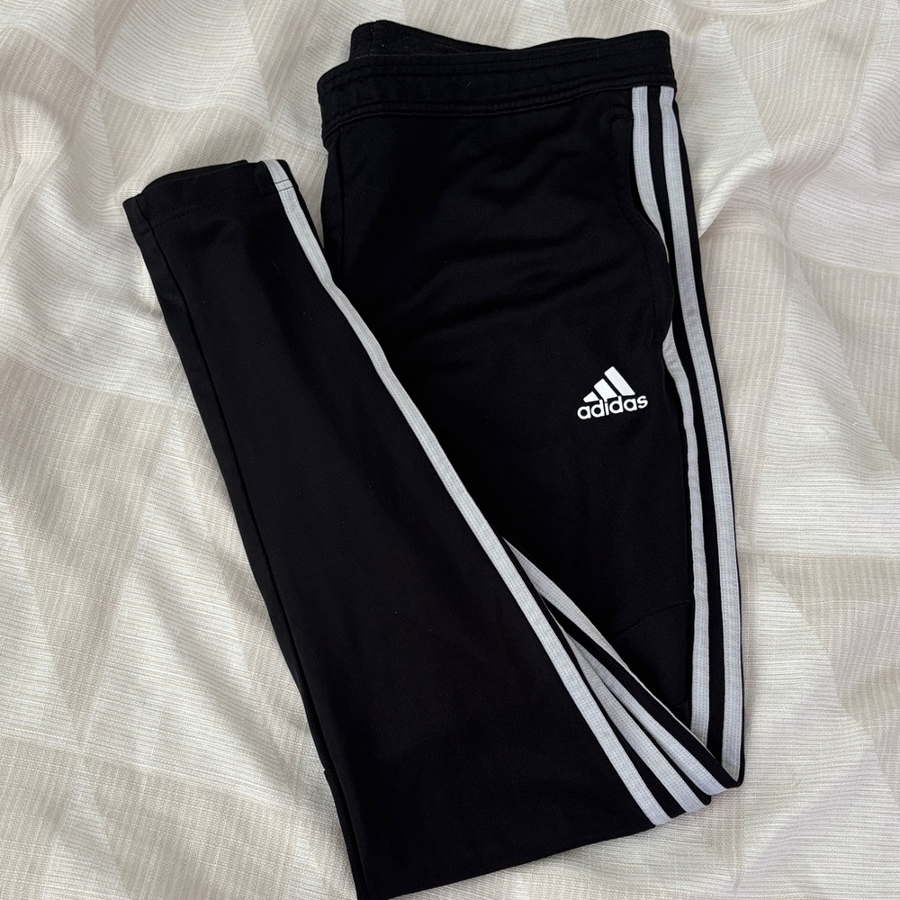 adidas Black Leggings with White Side Stripes